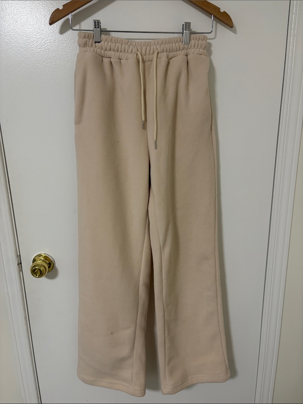 SHEIN Cream Wide-Leg Fleece Sweatpants for Kids